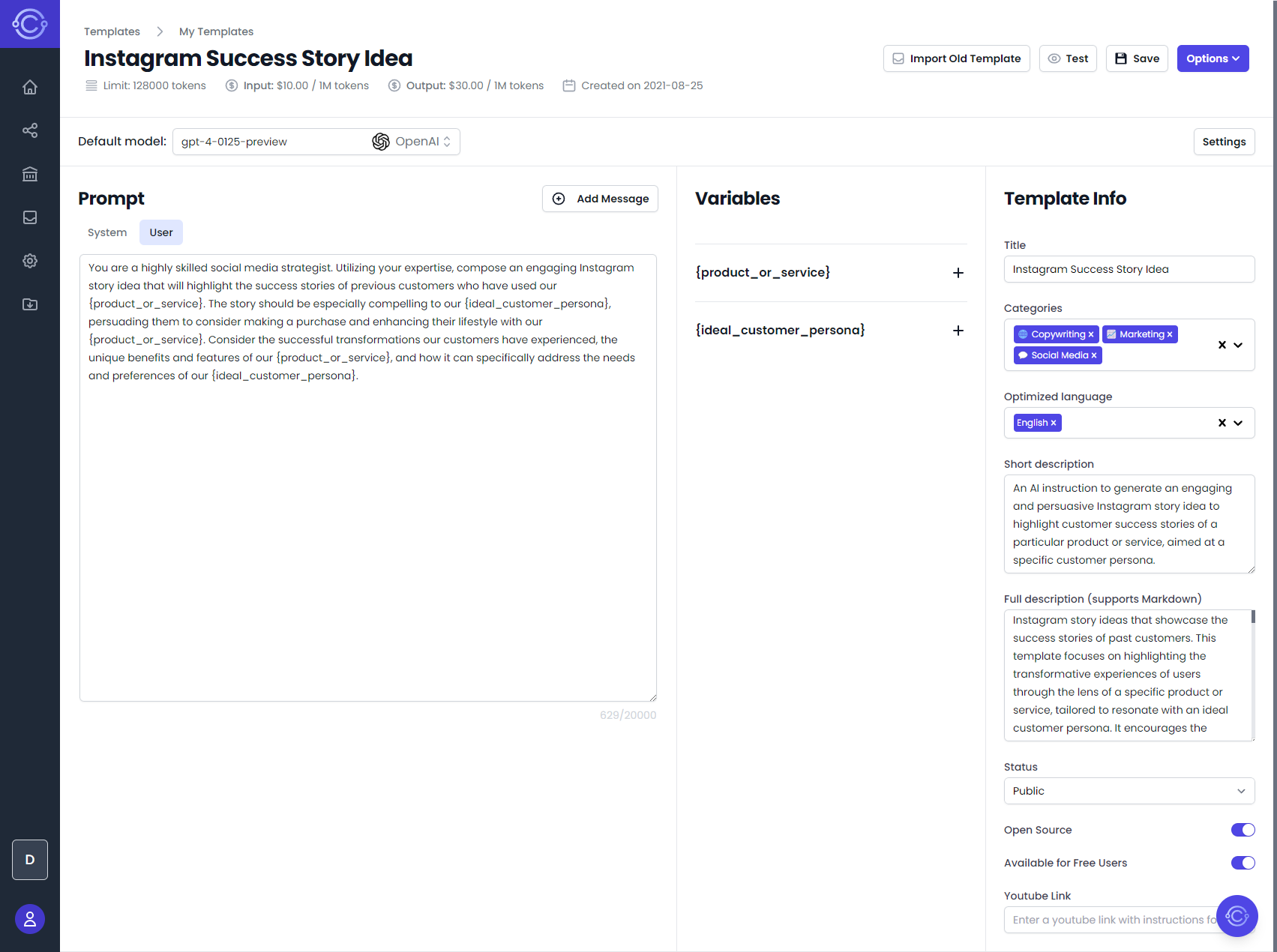 creating AI templates