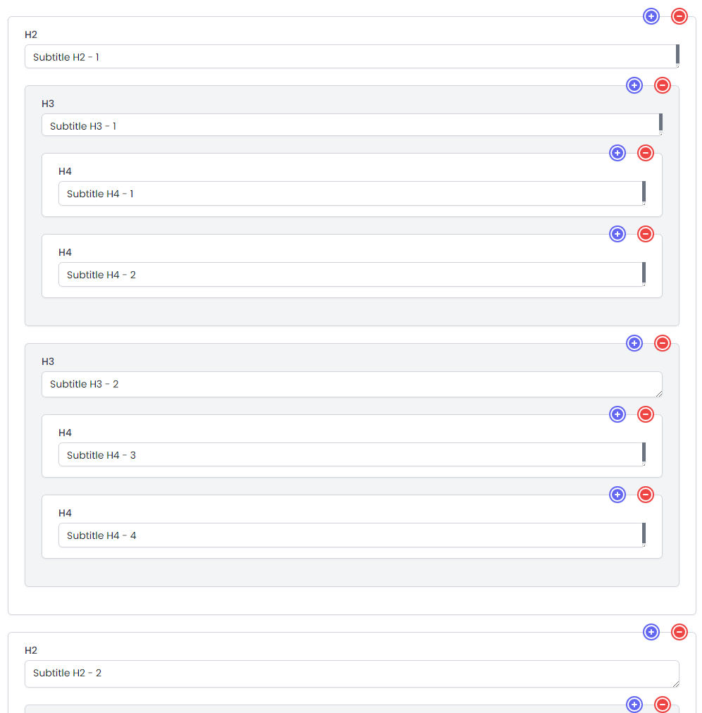 Repeatable nodes in user view