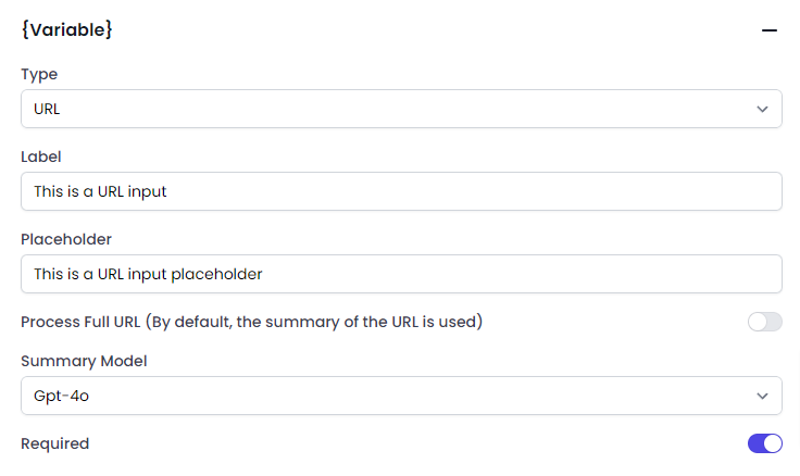 Variable tipo URL