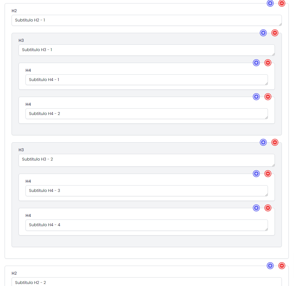 Nodos repeatibles en vista de usuario
