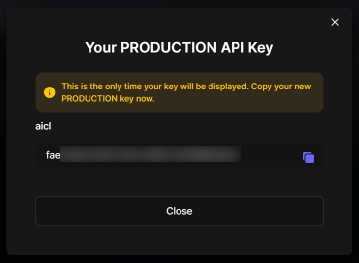 Generated API key in Leonardo.ai