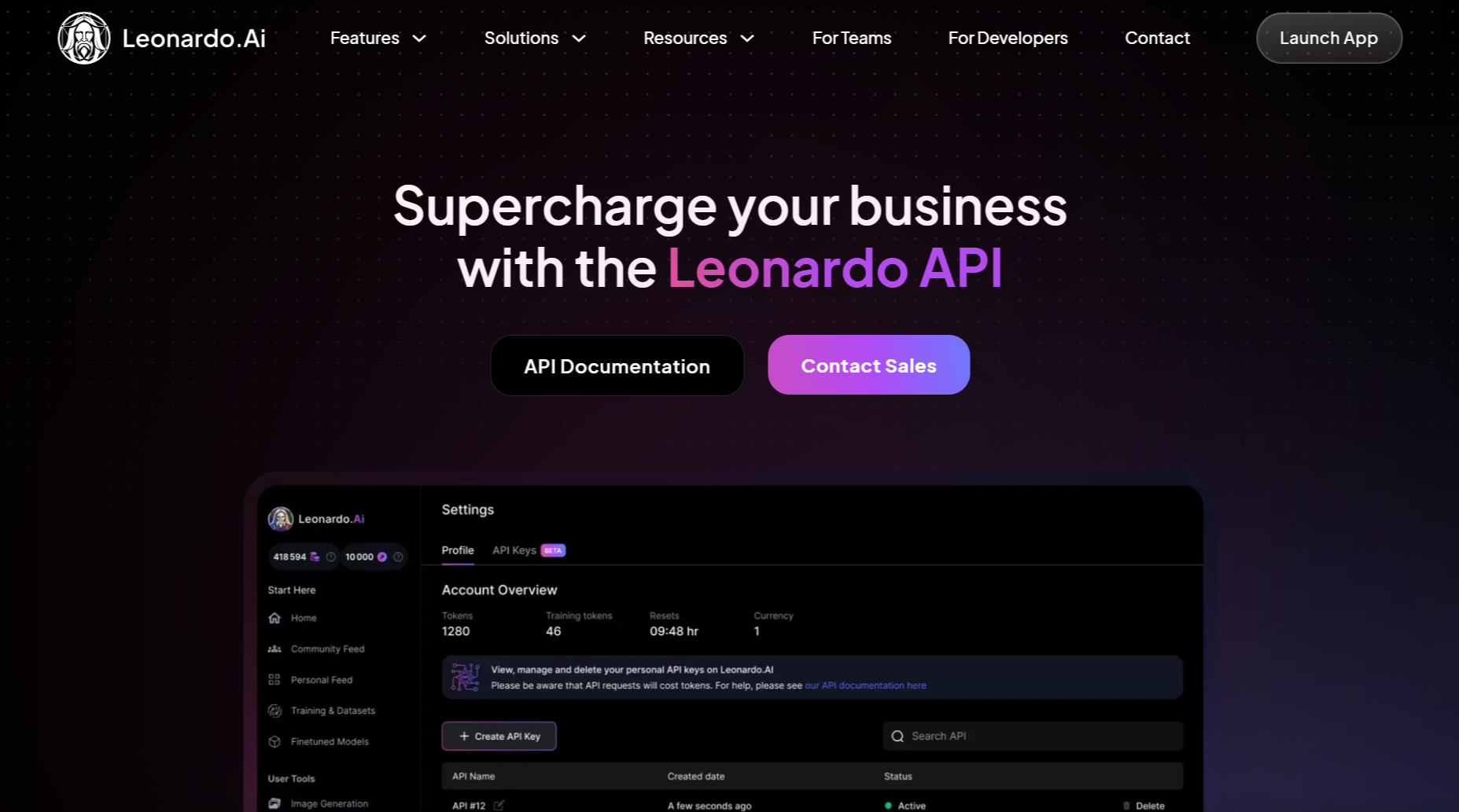 Leonardo.ai homepage