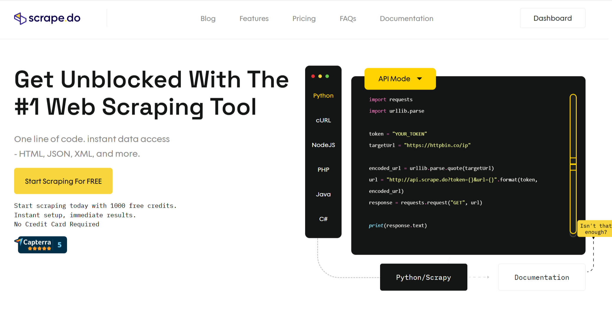Landing page de Scrape.do