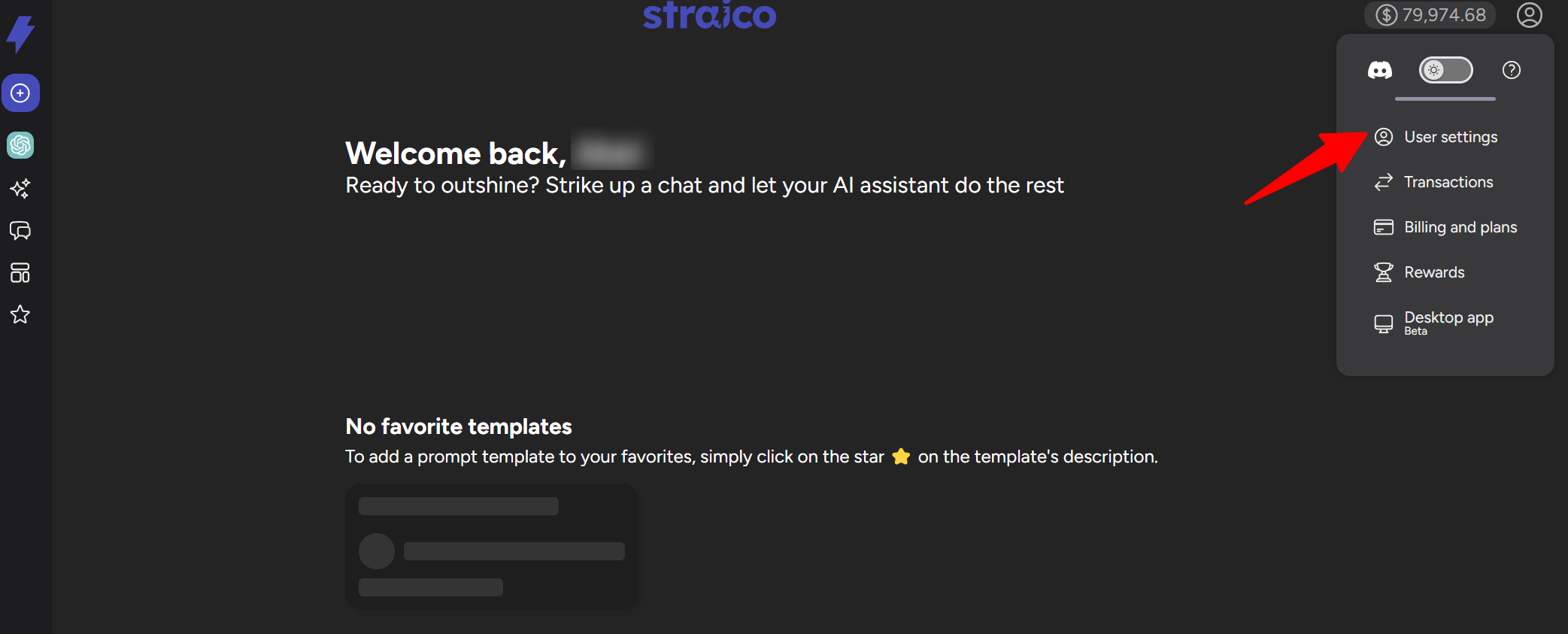 Acceder a la sección User settings en Straico