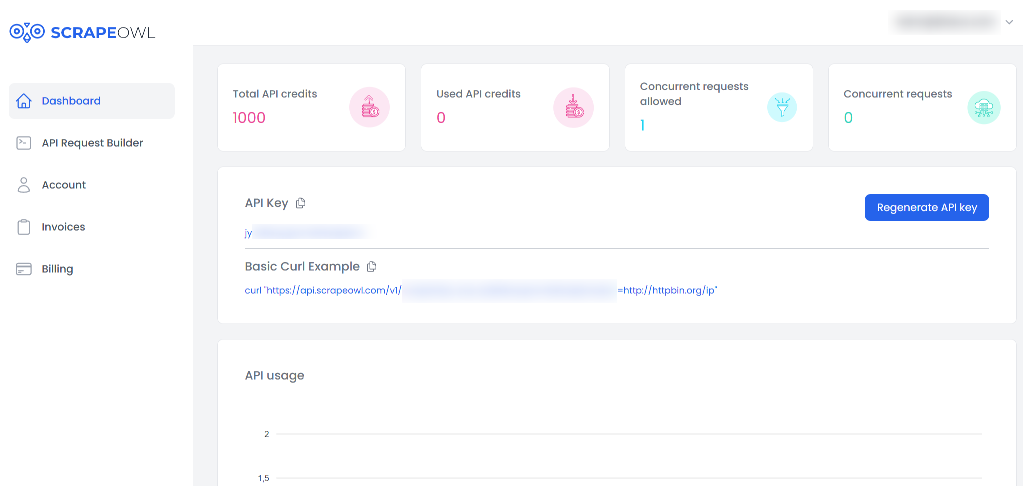 Dashboard de ScrapeOwl