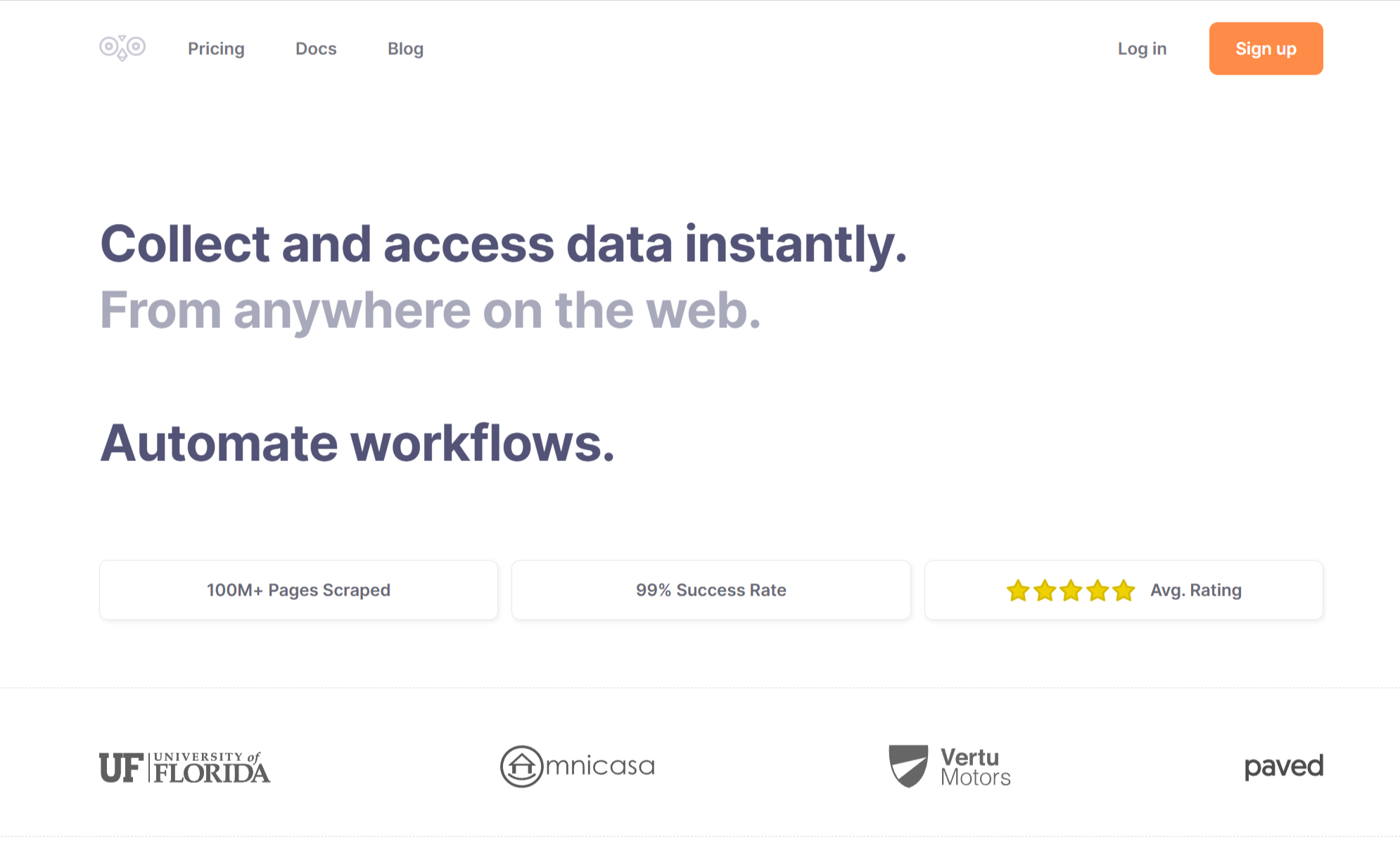 Landing page de ScrapeOwl