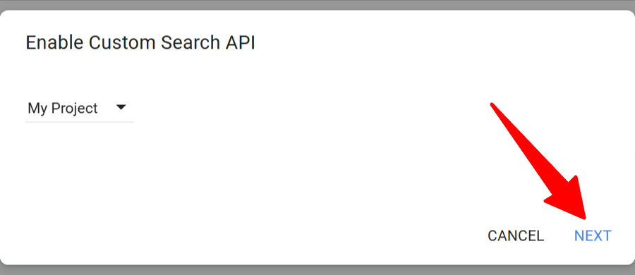 Sección para obtener la API Key en la página de la API de Google Custom Search