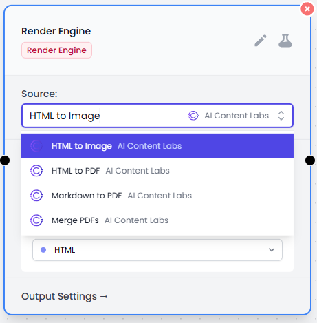 Opciones disponibles en el Render Engine